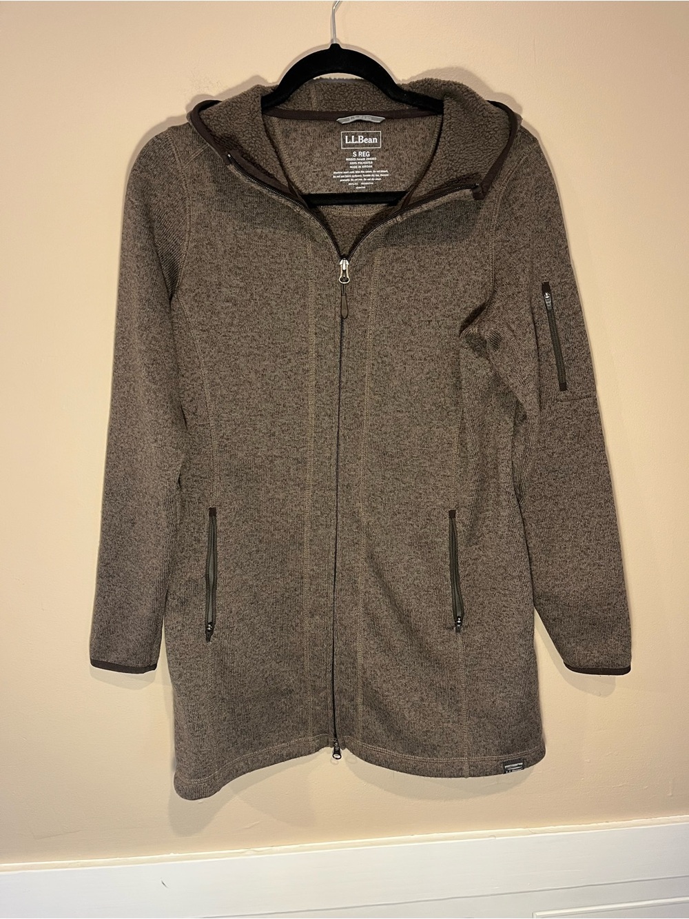 L.L. Bean Women's Hooded Fleece Jacket Brown size small